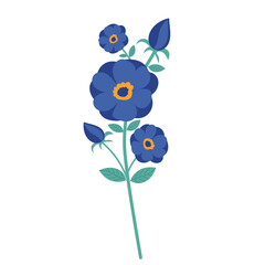 flower, flat design, on white background isolated