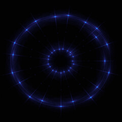 Bright abstract background with leaks. Lighting tunnel. Magic portal. Vivid sphere lens