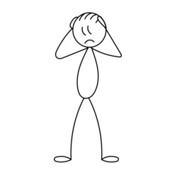 sad man figure, sketch ,contour, vector