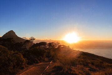 Fototapeta na wymiar Lion's Head at sunset. Lion's Head in Cape Town, South Africa