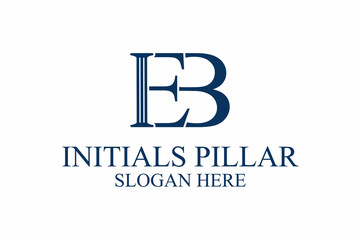 legal pillar logo, initial letter e/b. premium vector