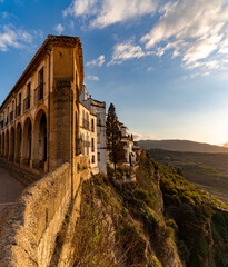 view of the old town center of Ronda above the El Tajo Gorge and Puente Nuevo Bridge