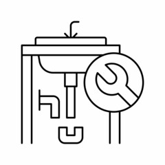 sink repair line icon vector illustration