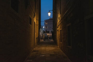 Naklejka na ściany i meble Venice, Italy, by Night, Venetian streets during the night