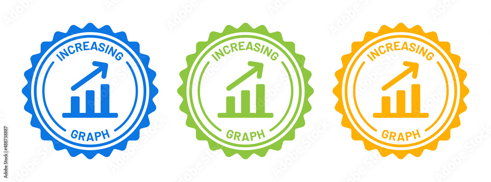 Poster Increasing graph icon set. Growing bar graph icon vector illustration.