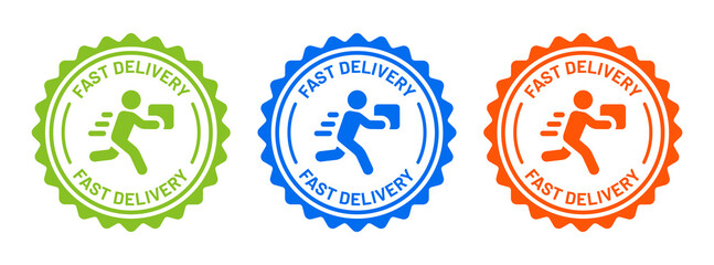 Fast delivery icon symbol badge. Deliver symbol vector illustration.
