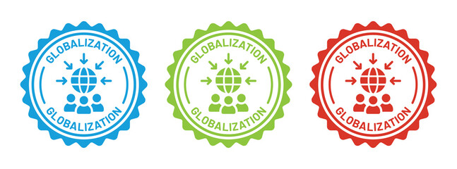 Globalization icon set. People with globe icon vector illustration. - obrazy, fototapety, plakaty