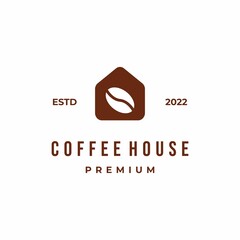Coffee house logo design retro hipster vintage coffee bean in house logo
