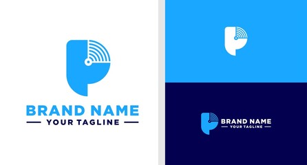 LETTER P LOGO WIFI SIMPLE EDITABLE