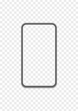 背景のない透明なディスプレイに黒い枠のスマートフォンの素材 - 白とグレーの市松模様の背景 - 縦