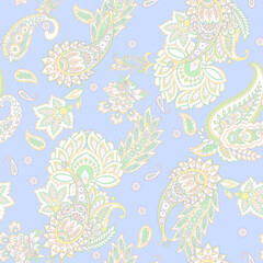Fototapeta na wymiar Paisley floral seamless vector pattern