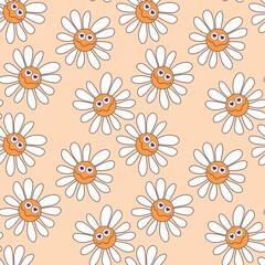Fototapeta premium Simple floral seamless pattern with flowers for fabrics and cards and linens and kids and wrapping paper