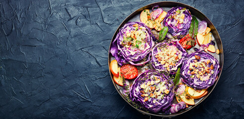 Vegetable vegan red cabbage appetizer.