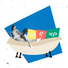 Creative design. Young woman, software developer having online negotations