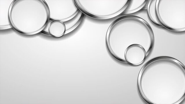 Hi-tech geometric motion design with silver circles. Abstract metallic technology background. Video animation Ultra HD 4K 3840x2160