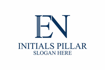 legal pillar logo, initial letter e/n. premium vector