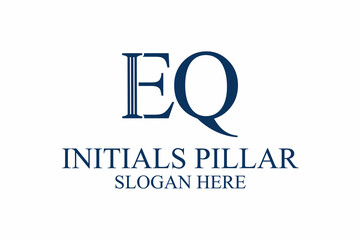 legal pillar logo, initial letter e/q. premium vector