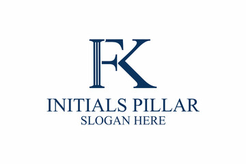 legal pillar logo, initial letter f/k. premium vector