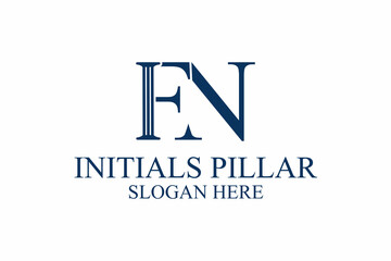 legal pillar logo, initial letter f/n. premium vector