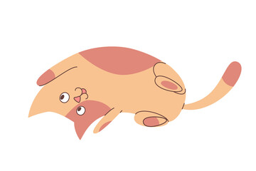Cute playing cat character, cartoon style, vector illustration