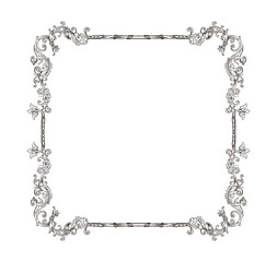 Vector square decorative frame in Baroque Victorian vintage retro style