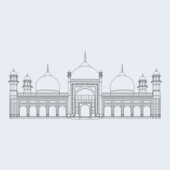Illustration Badshahi Mosque, Lahore - Pakistan.