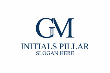 legal pillar logo, initial letter g/m. premium vector
