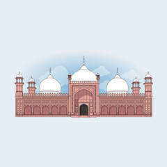 Illustration Badshahi Mosque, Lahore - Pakistan.