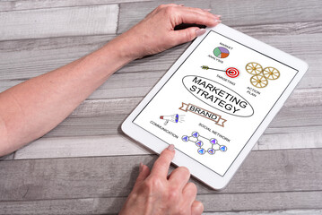 Marketing strategy concept on a tablet