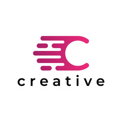 letter C fast creative logo design