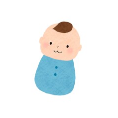 おくるみに包まれた赤ちゃんの手書きイラスト素材