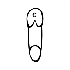 Vector single image of sewing pin in doodle style