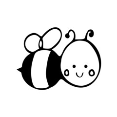 Vector image of a bee in doodle style 