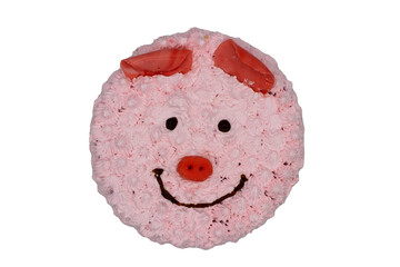 Delicious cream cake in form of pig