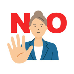 ビジネスウーマンの拒否ポーズ　NOサイン