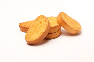 crispy rusk, cake rusk, Rava Rusk on white background
