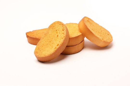 crispy rusk, cake rusk, Rava Rusk on white background