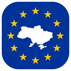 Carte de l'Ukraine sur un drapeau européen
