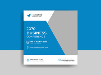 Business conference meeting social media post banner design template