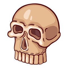 Brown Stylized Skull Illustration. Comics Style Icon