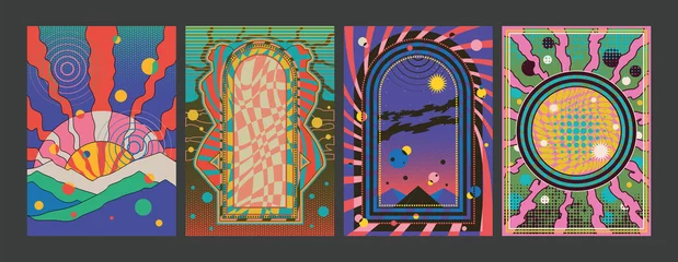 Küchenrückwand glas motiv Psychedelic Abstract Background Set, Vector Templates for Psychedelic Posters, Covers, Illustrations  © koyash07