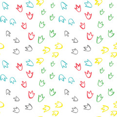 Colorful animal Dinosaur footprint seamless pattern background for textile fabric print