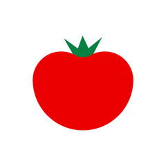 Red ripe single tomato. Vector flat color icon isolated on white.