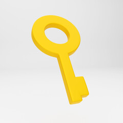 3d cartoon icon key for mockup template presentation infographic  3d render illustration