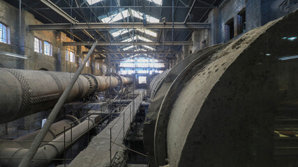 he idle and abandoned cement rotary kiln is in a factory, North China