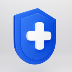 Obraz premium 3d cartoon icon shield for mockup template presentation infographic 3d render illustration