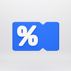3d cartoon icon discount ticket coupon  for mockup template presentation infographic  3d render illustration