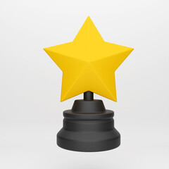 3d cartoon icon star trophy for mockup template presentation infographic  3d render illustration