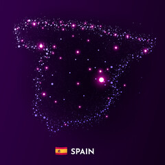 Spain map made of stars and dots. Globalization concept. Space view.