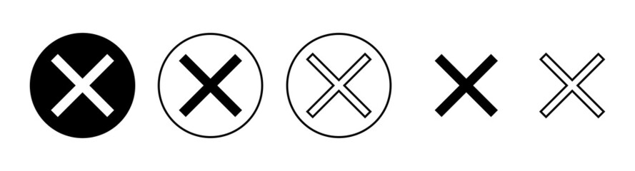 Close icons set. Delete sign and symbol. cross sign - obrazy, fototapety, plakaty